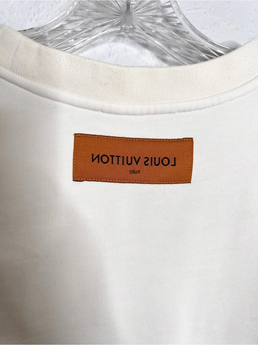 Louis Vuitton Sweatshirt Sweater Men’s XL Ivory Embroidered Logo Fleece